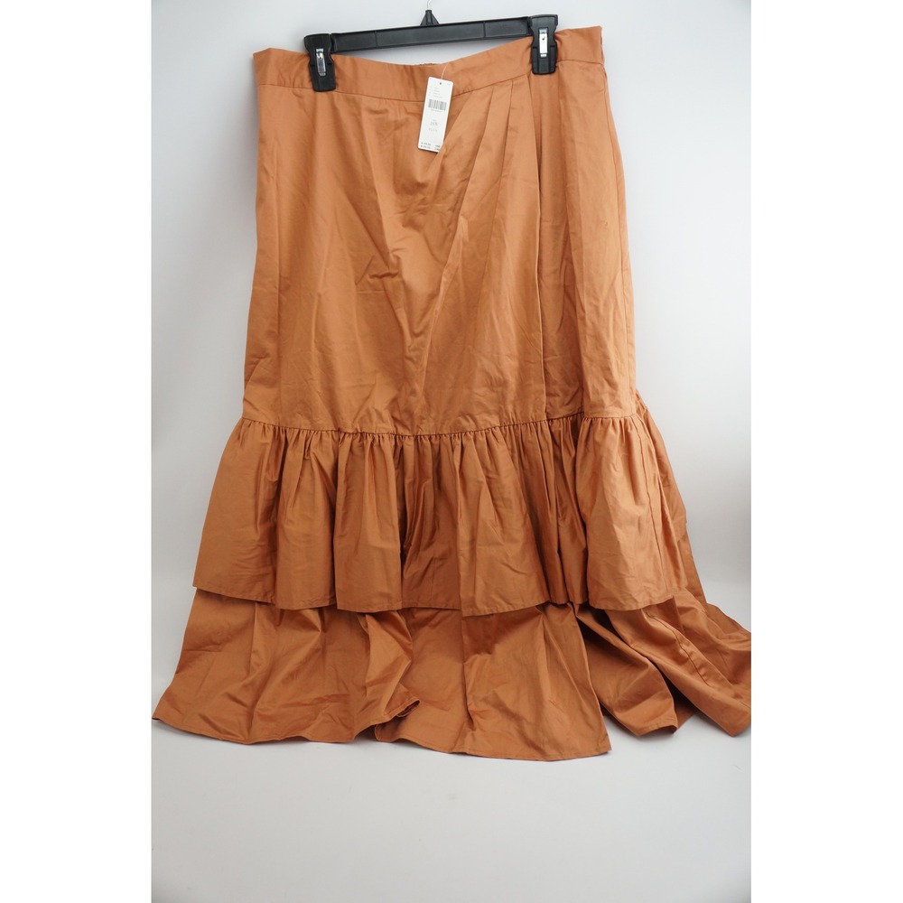 Anthropologie Hutch Skirt 16W‎ Brown Tiered Ruffle Maxi New